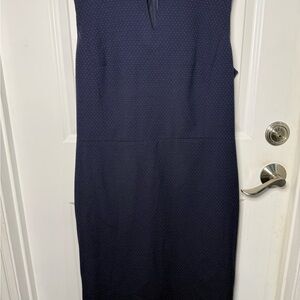 Ann Taylor Blue Sheath Midi Dress V-neck Sleeveless